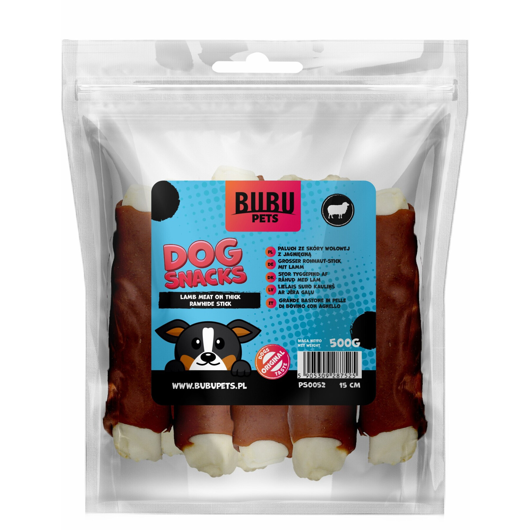 Finger food para cães em pele de vaca com borrego BUBU Pets