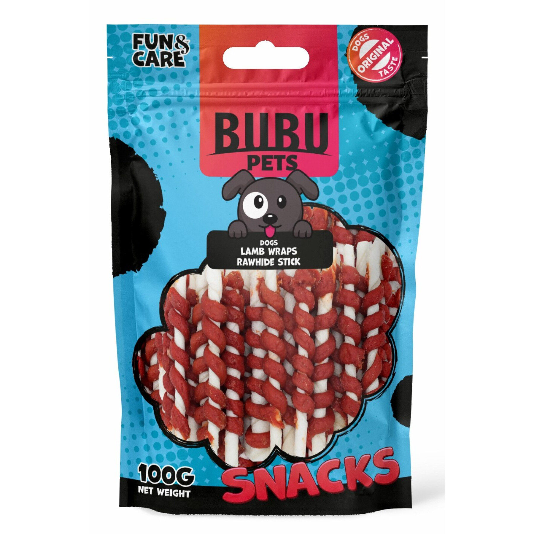 Guloseima para cão de borrego enrolada num pau de pele de boi BUBU Pets