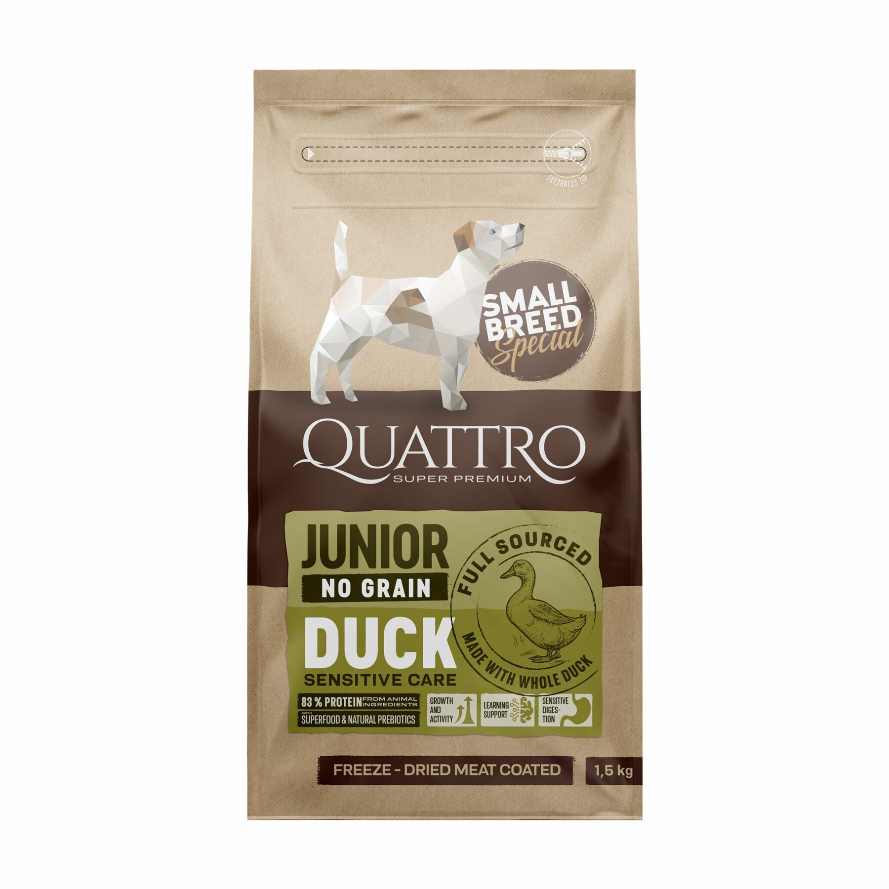 Ração para cães de raça pequena à base de pato BUBU Pets Quatro Super Premium