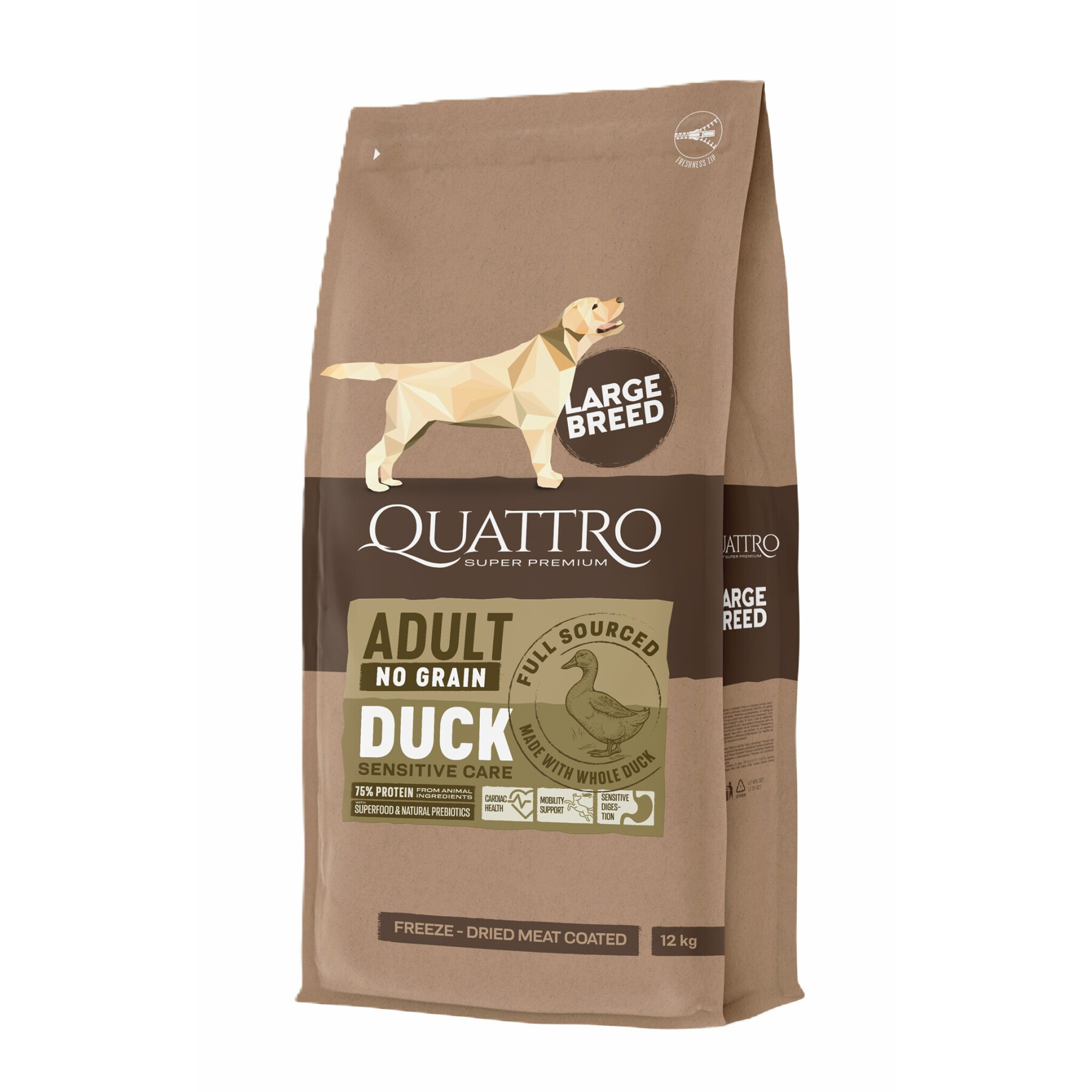 Alimento de pato sem cereais para cães de todas as raças BUBU Pets Quatro Super Premium