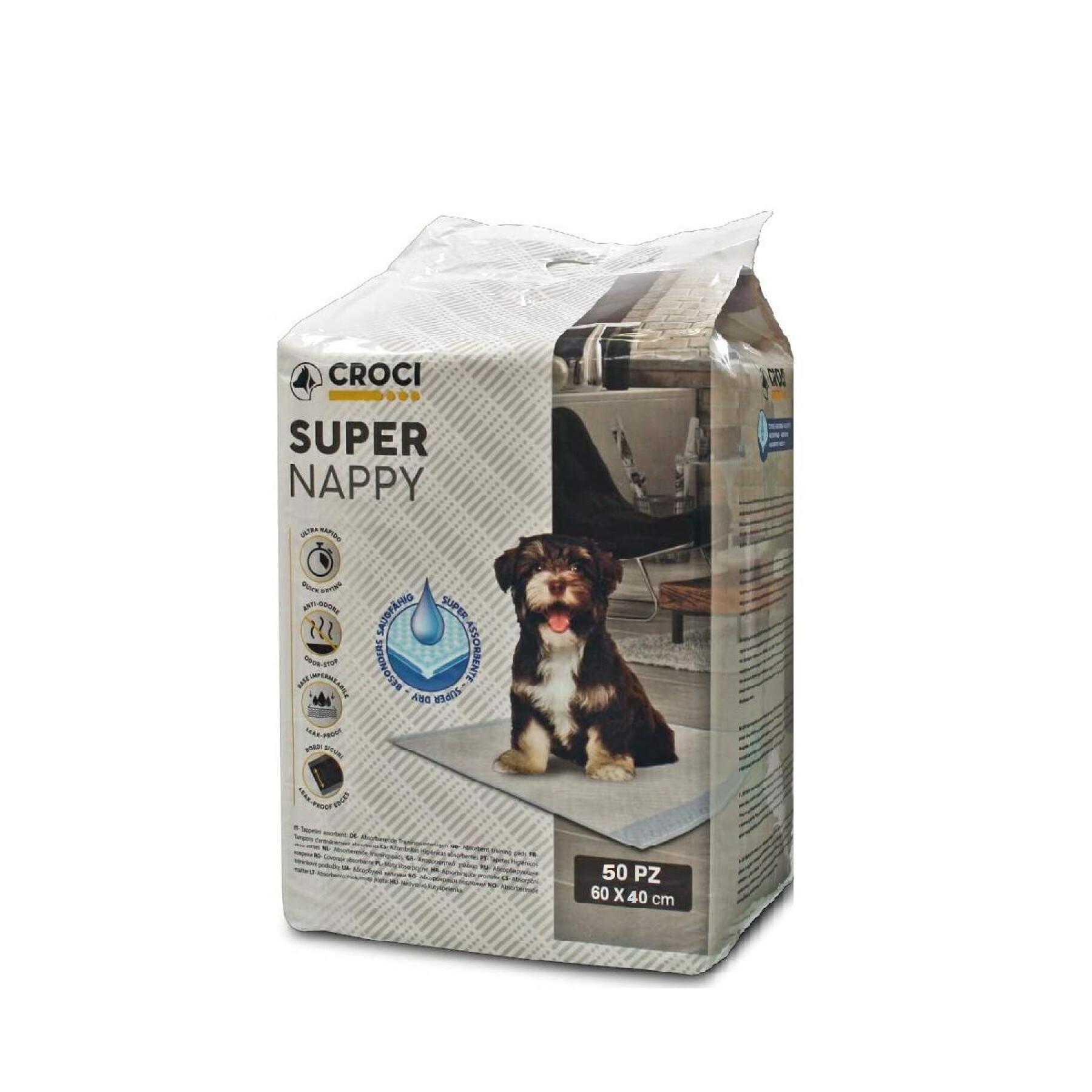 Embalagem de 50 toalhas de higiene para cães Croci Canifrance Super Nappy