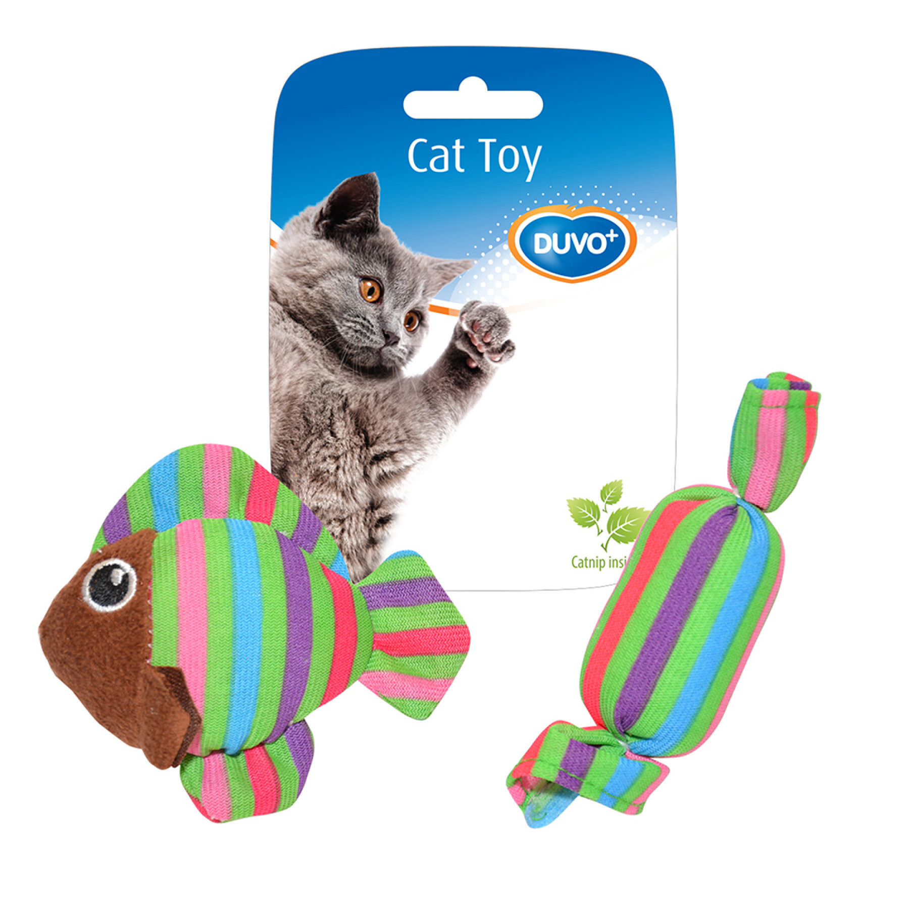 Brinquedo de peluche com peixes e doces para gatos Duvoplus