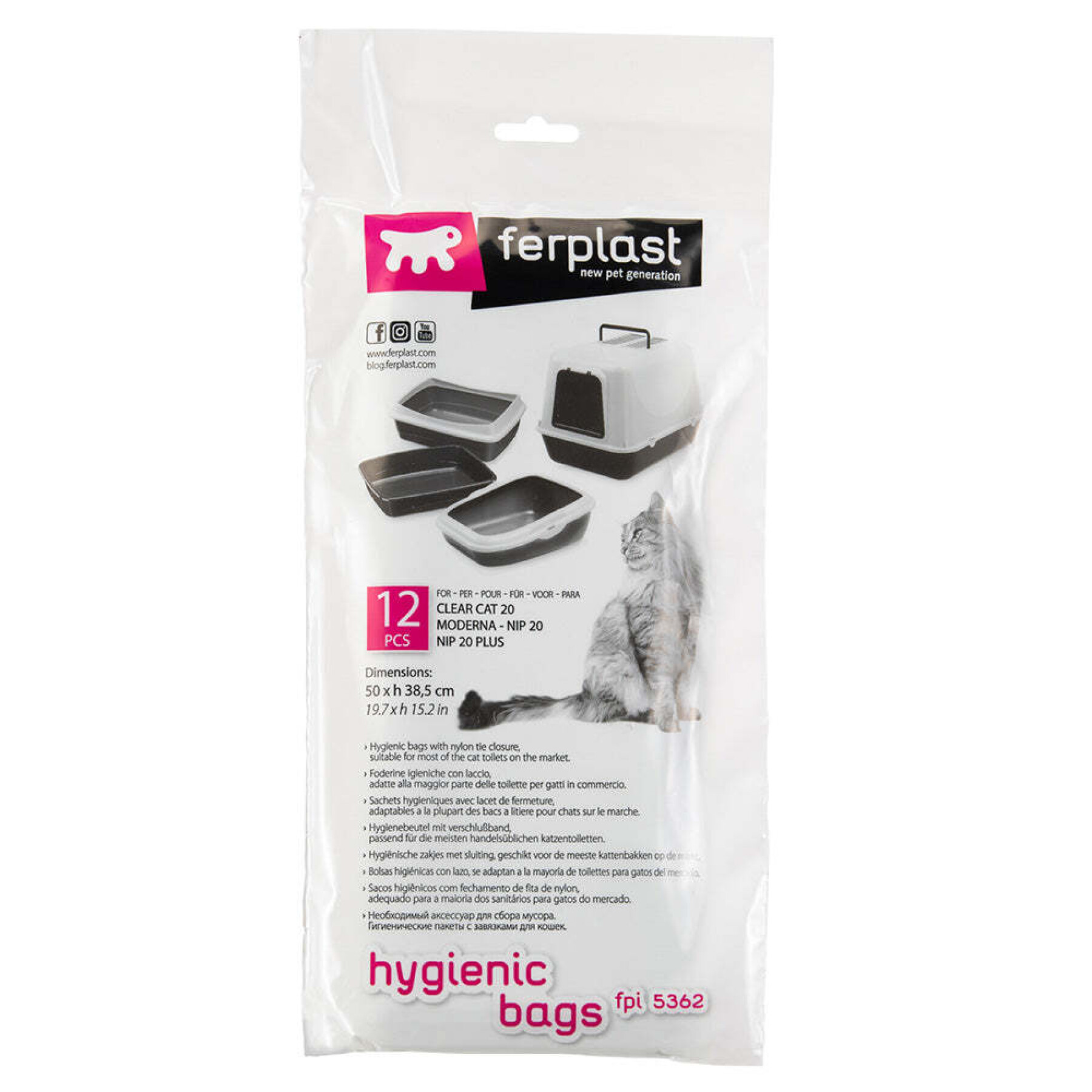 Saco higiénico para tabuleiro de areia para gatos Ferplast FPI 5362 (x12)