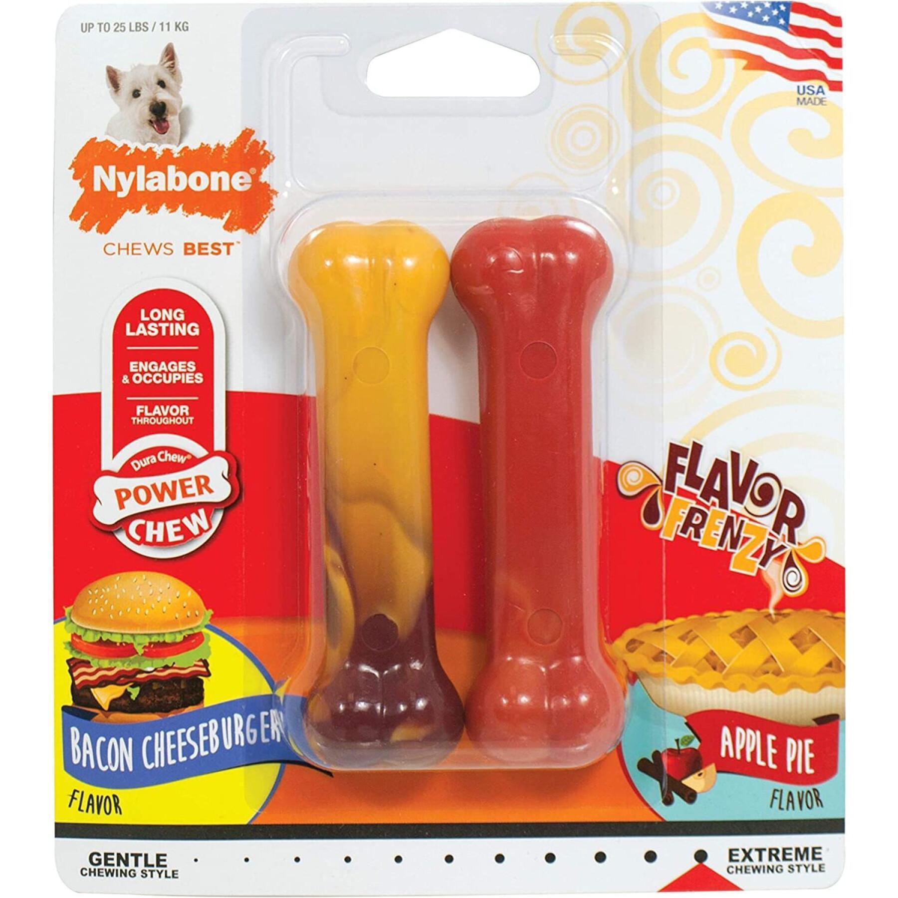 Conjunto de 2 brinquedos para cães Nylabone Extreme Chew - Cheeseburger And Apple Flavour S