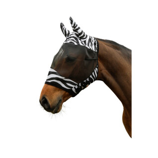 Máscara anti-moscas para cavalos com proteção auricular Covalliero Zebra