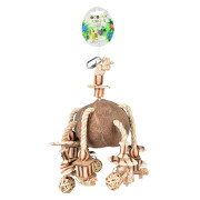 Brinquedo para pássaros com bolas de salgueiro pendentes e blocos de madeira Duvoplus Coconut Jungle